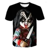 Camisetas masculinas moda moda 3d estampa digital e de detetive feminina boneca chuchi boneca curta de manga curta