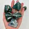 Moss Agate Diamond Rainving Polerowanie kryształowy wystrój domu unikalny naturalny mineralny skałek kwarcowy Druzy Geode faseted pół cenny kamień szlachetny Octagon Heailng Reiki prezent