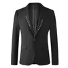 Herenpakken Rivet Decoration Blazers Men Black Casual Suit Jack Slim Business Social Tuxedo Stage Performance Blazer Masculino 2023