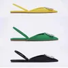 Sandals Women's Shoes Pointed Toe Shallow Nude Green Diamond Shoes Low Heel Back Strappy Shoes Women Sandals 230323