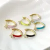 Çember Küpe Boho Yuvarlak Kadınlar Emaye Altın Renk Kaplama Pave CZ Kristal Piercing Kulak Yüzük Kore Moda