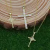 Chains Antique Crucifix Cross Pendant Necklace Baptism Christian Jewelry Gold Color CZ Jesus Christ Bible Prayer Collar Crucifijo Cruz