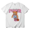 Erkek tişörtler inaka güç tshirt komik pembe basketbol ayı desen baskı tişört yaz erkek kadın premium saf pamuk tees büyük boy tişörtler 230323