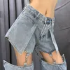 Women's Jeans SpringSummer Show Skinny Highwaisted Loose Jean's Allmatch Straight Tube Design Sense Detachable Shorts Long Pants 230323