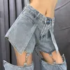 الجينز النسائي Springsummer Show Skinny Highwaisted Loose Jean's Allmatch Tube Tube Sense Sense Detachable Bants 230323