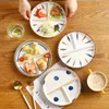 Placas de estilo japonês pintado à mão Divisor de placa de três grades Ceramic Housed Housed Glaze Color