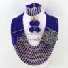 Halskette-Ohrringe-Set Fabelhaft! Königsblaue nigerianische Hochzeit afrikanische Perlen Schmuck Kristall Armband Sets WS4300