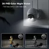Zumimall 2K beveiligingscamera buiten, batterij-aangedreven draadloze camera met 360 ° PTZ, Spotlight/Siren/PIR Detectie/Color Night Vision/2-Way Talk/2.4G WiFi