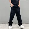 Men's Jeans Four Seasons Y2K Men Fashion Black Street Embroidery Low Cut Loose Straight Pants Hip Hop Clothes