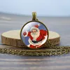 Pendant Necklaces Female Christmas Necklace Creative Santa Claus Glass Crystal Restored Bronze Charm Jewelry Xmas Gift