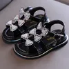 First Walkers Girl Flat Shoes Summer Fashion Children Princess Bow Open Toe Sandals Toddler Black CSH1331 230323