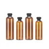 Tom Clear Brown Plastic Emulsion Lotion Bottle Pet Flip Lock Cosmetic Packaging Shampoo Hand Sanitizer Bottles Round Shoulder Refillable Container 350 ml 500 ml