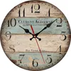 Relojes de pared Reloj de pared de madera vintage de 12 pulgadas 30 cm Diseño moderno Reloj retro rústico Oficina en casa Café Decoración Arte Reloj de pared grande 230323