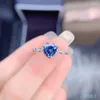 Anillos de racimo Regalo de San Valentín 2023 Estilo de corazón Anillo de moissanita azul 925 Plata 1ct Laboratorio Diamante Mujeres Fiesta de boda Amor Bueno