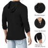 Mens Tshirts Fashion Mens Hooded Tee Long Sleeve Cotton Henley Tshirt Medieval Lace Up V Neck Outdoor Tee Tops Loose Casual 230323