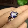 Bagues en grappe Pierres précieuses de tanzanite de luxe naturel et réel pour les femmes Solide 925 Sterling Silver Fine Jewelry Bague de fiançailles pour femmes