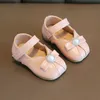 First Walkers Spring Autumn 0-3Y Kids Girls Leather Shoes with Bow Pearls Beading Princess Cute Soft Children Flats Baby Prewalker Shoes 230323