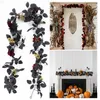 Fiori Decorativi 175 Cm Ghirlanda Nera Di Halloween Pianta Artificiale Fiore Appeso Vite Per La Festa Del Ringraziamento Autunno Casa