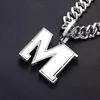 Conheça a mesma letra M Pingente Colar Daisy Men's Hip Hop Jewlery Big Silver Color