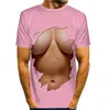 T-shirts hommes Muscle T-shirt graphique pour hommes 3D Imprimer Faux Flesh T-shirt Modèle Top Femmes / Hommes Garçons Funny Tee Hip Hop Tops intéressants W0322