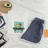 Pijama de roupas de sono feminino Conjunto fofo para mulheres Ulzzang coreano Girls Girls Plus Size Paijama Conjunta Frogue Skateboard Graphic Tee e Shorts
