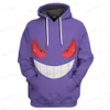 Heren Hoodies Sweatshirts Mode Gengar Gengho Harajuku 3D Capuchon Casual Mode Heren en Dames Trui Rits Geborduurd Heren T230323