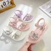 Primeiros Walkers Girls Sandals 2023 Summer Sweet Princess Kids Fashion Solid Children Pu S Flower Shine Party Shoes 230323