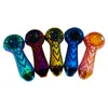 Coloré Cool Motif Tuyaux En Verre Épais Conception Portable Cuillère Bol Sèche Herb Filtre À Tabac Bong Pipe À Main À La Main Huile Rigs Fumer Porte-Cigarette