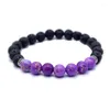 STRAND DIY Yoga Energy Healing Balance Chakra Bracelet Natural Stone Bead Boeddha armbanden voor vrouwen paarse vulkanische rotsen