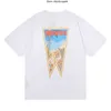 Men's Tshirts Rhlimited Rhude t Shirts High Street Tshirt Oil Painting Clock Coconut Tree Print Round Neck Short Sleeve Tee Men