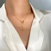 Anhänger Halsketten VSnow Koreanische Mode Asymmetrie Doppel Kreis Strass Halskette Für Frauen Gold Farbe Metall Ring Schmuck