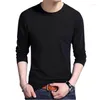 T-shirts pour hommes T-shirt à manches longues en coton à manches longues pour hommes Vêtements pour hommes O Neck Plus Size Mens Solid Color Top Youth TShirts Manga Larga