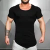 Magliette da uomo Marchio di abbigliamento Palestre T-shirt attillata Mens Fitness Cotton Soild Shirt Uomo Bodybuilding Slim Fit Summer Top Blank Tshirt