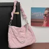 Borsa da donna con filo a cuore a spalla 2024 catene di tendenza Haex cerniera casual femminile perline borse per ragazze alla moda Kawaii