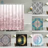 Duschgardiner Mandala Flower Geometric Moon and Sun Dusch Curtains Badrumsgardin Frab Waterproof Polyester Bath Curtain med krokar 230323