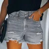 Frauen Shorts Szkzk Sexy Ripped Burrs Denim mit Quastentaschen Frauen Hohe Taille Nachtclub Tragen Schwarz Grau Blau Skinny Jean