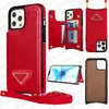 Designer Phone Case Inverted Triangle P Wallet Phone Cases for iPhone 15 Pro Max 14 13 12 11 Xs XR 8 Plus Back Shell with Lanyard Card Holder Pocket Fish Tail Mobile Cover