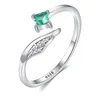 Designer Shiny Zircon Wings S925 Prata Anel aberto Anel de pedras preciosas anel de casamento de luxo Moda feminina Acessórios para presentes de jóias