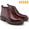 Boots Men Autumn Toe Winter Pointed Genuine Leather Ankle Lace Up High Top Botas Hombre Fashion Platform Increased Male
