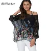 Herrbadkläder bhflutter 4xl 5xl 6xl plus size kvinnor blus sexig off axel leopard tryck sommar toppar tees casual chiffon blusar skjortor skjortor