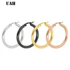 Hoop Earrings & Huggie UAH 4 Color Classic 316L Stainless Steel Solid Weight Smooth 20-30mm Fine Polished