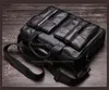 Porte-documents de luxe hommes en cuir véritable sac d'affaires pochette d'ordinateur 156 "pouces bureau portefeuille masculin hommes noir 230323