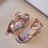 First Walkers Children s Princess Sandals Students 2023 Summer Bow Fashion Girl High Heels Soft Sole Sweet Shoes H113 230323