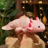 Dockor plyschdockor 45 cm kawaii färgglad t plysch leksak fylld söt axolotl salamander fuzzy plysch fisk som blankar lång kudde kudde barn g