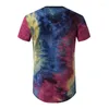 Men's T Shirts Brand Fashion Personality Business Casual Slim Tie Dye Short Sleeve Printed Shirt Men Streetwear