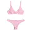 Frauen Badebekleidung Sexy Pink Striped Low-T-T-T-Tani-Bikini-Sets Frauen Badeanzüge Badeanzug 2023 Tanktop Bikinis Beachwege