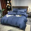 Bedding Sets 2023 Long-staple Cotton Four-piece Bed Sheet Star And Moon Pattern Plain Light Luxury Models Can Customize Blue