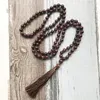 Chains 108 Prayer Beads Mala Necklace Handmade Knotted Garnet Long Necklaces For Women Buddhist Tassel Jewelry