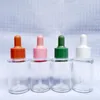 Storage Bottles 30m Colorful Cap Dropper Bottle Wholesale Clear Glass Liquid For Essence Serum Pipette Refill