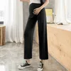 Sleep Lounge Pregnant Women Summer Thin Cotton Wide Leg Pants Loose Maternity Abdomen Trousers High Waist Pregnancy Full Length Belly 230322